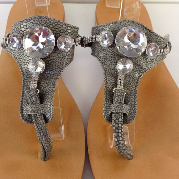 Coccinelle Crystal Embellishments Rhinestone Thong Sandals Size 40/US-9.5 - Picture 6 of 9